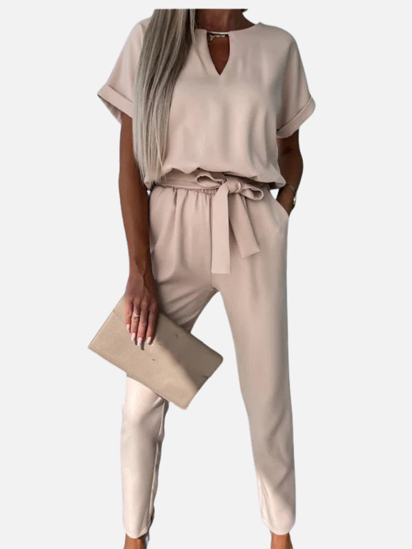 Victoria | Jumpsuit de Manga Corta con Cordón Mujer