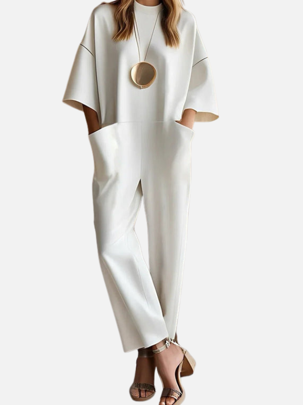 Carolina | Jumpsuit de Pierna Ancha con Manga Corta