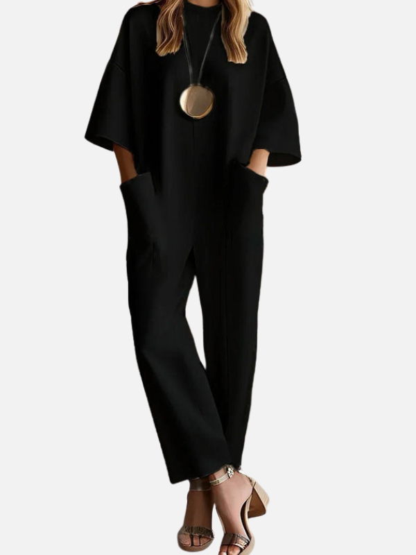 Carolina | Jumpsuit de Pierna Ancha con Manga Corta