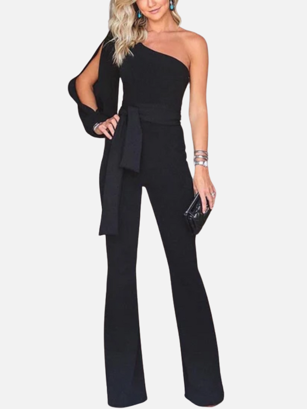 Regina | Jumpsuit de Un Hombro Acampanado para Mujer
