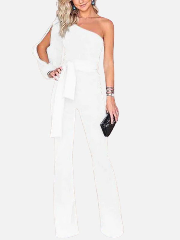 Regina | Jumpsuit de Un Hombro Acampanado para Mujer