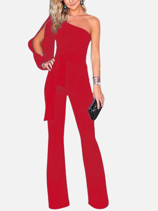 Regina | Jumpsuit de Un Hombro Acampanado para Mujer