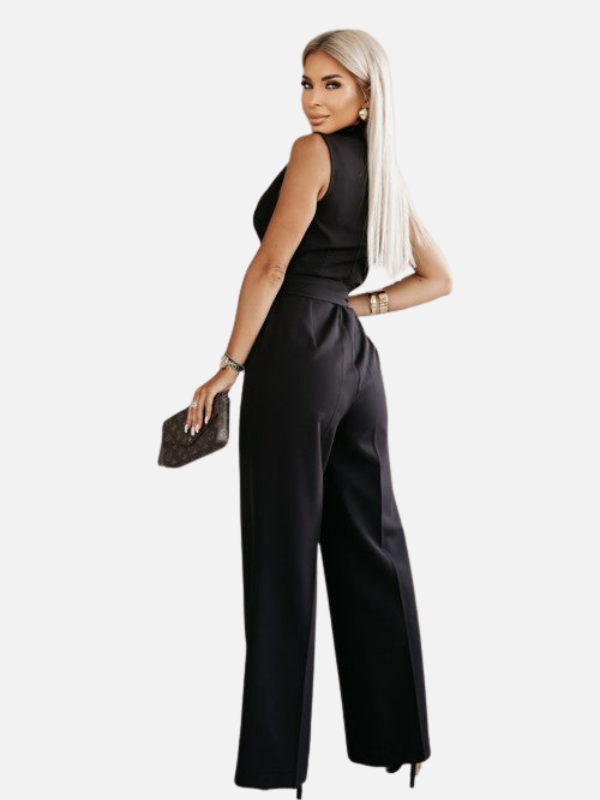Daniela | Jumpsuit sin Mangas con Solapa y Cinturón