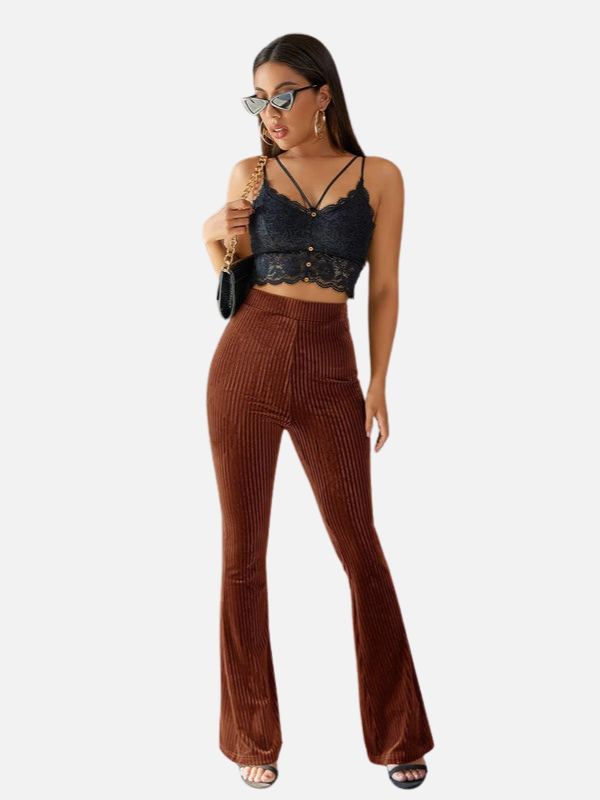 Emilia | Pantalón Acampanado de Terciopelo de Tiro Alto
