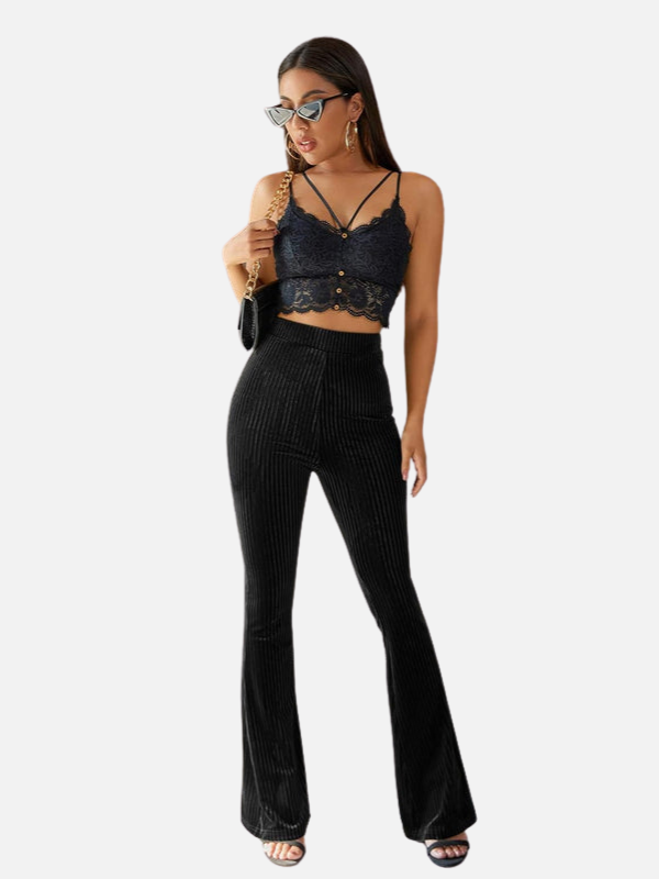 Emilia | Pantalón Acampanado de Terciopelo de Tiro Alto