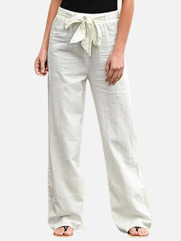 Silvia | Pantalón Ancho de Cintura con Lazo para Mujer