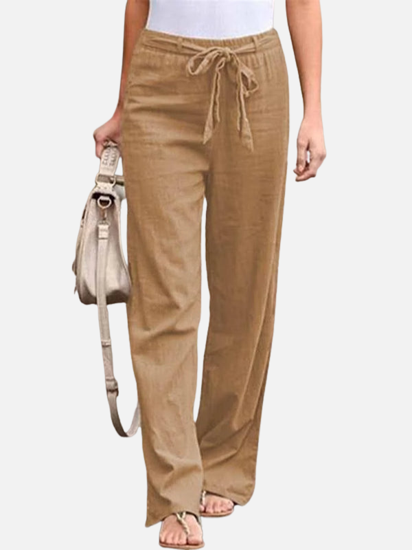 Silvia | Pantalón Ancho de Cintura con Lazo para Mujer