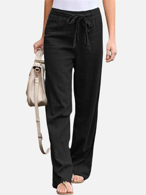 Silvia | Pantalón Ancho de Cintura con Lazo para Mujer