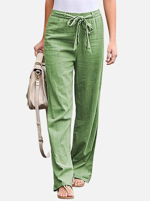 Silvia | Pantalón Ancho de Cintura con Lazo para Mujer