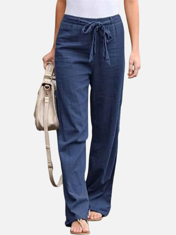 Silvia | Pantalón Ancho de Cintura con Lazo para Mujer
