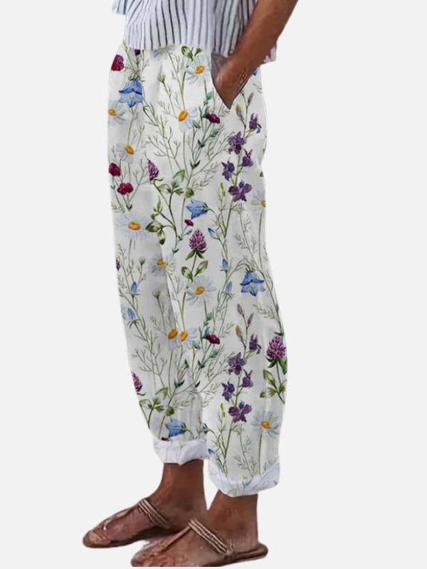 Rosa | Pantalón Estampado Ancho con Bolsillos para Mujer