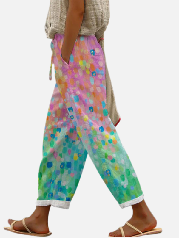 Rosa | Pantalón Estampado Ancho con Bolsillos para Mujer