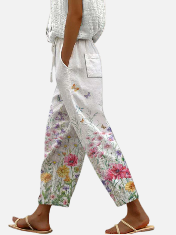 Rosa | Pantalón Estampado Ancho con Bolsillos para Mujer