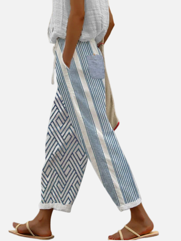 Rosa | Pantalón Estampado Ancho con Bolsillos para Mujer