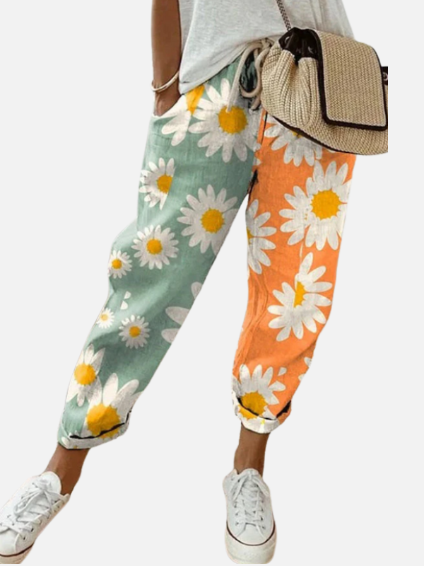 Rosa | Pantalón Estampado Ancho con Bolsillos para Mujer