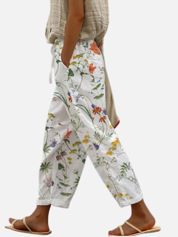 Rosa | Pantalón Estampado Ancho con Bolsillos para Mujer