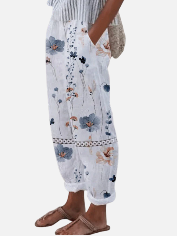 Rosa | Pantalón Estampado Ancho con Bolsillos para Mujer
