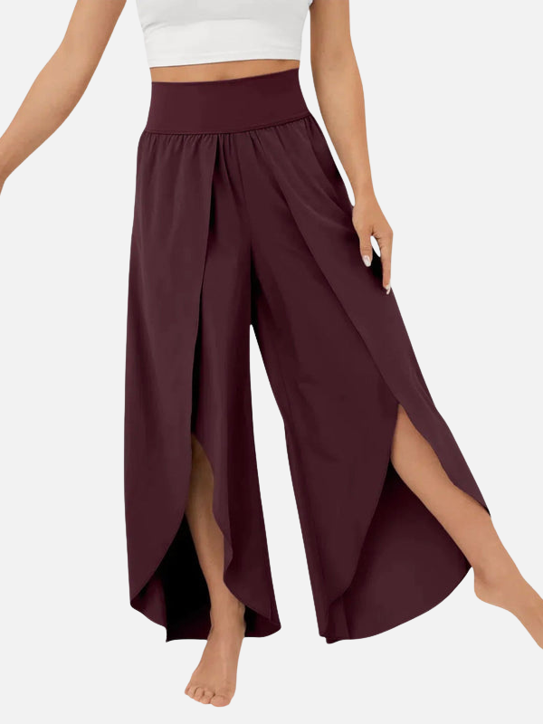 Luciana | Pantalón Palazzo de Tiro Alto con Abertura Mujer