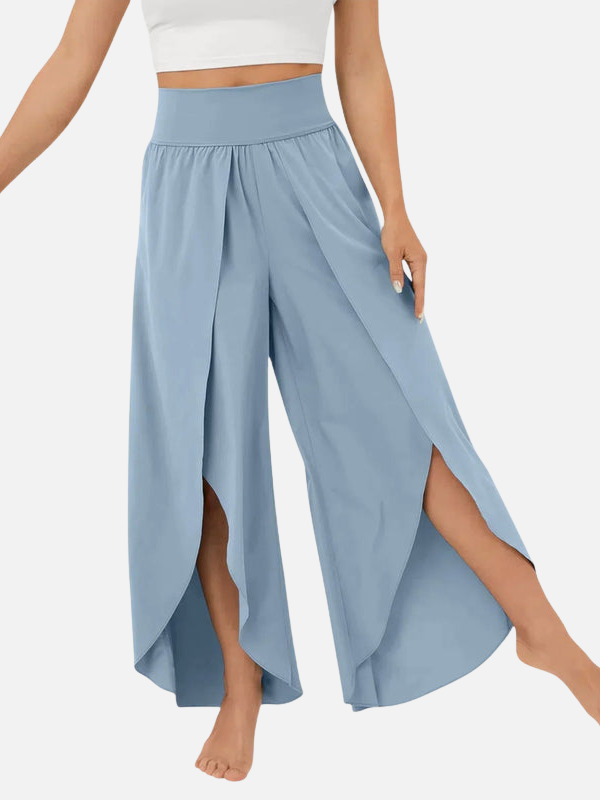Luciana | Pantalón Palazzo de Tiro Alto con Abertura Mujer