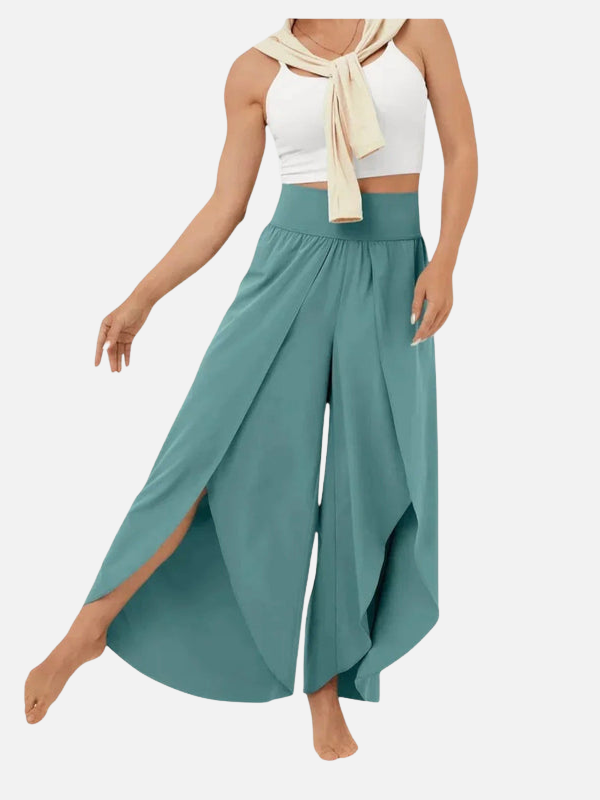 Luciana | Pantalón Palazzo de Tiro Alto con Abertura Mujer