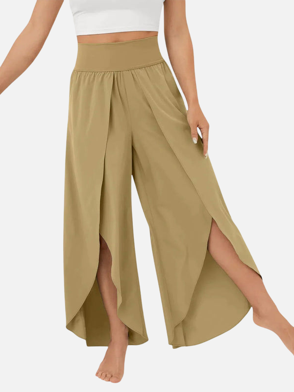 Luciana | Pantalón Palazzo de Tiro Alto con Abertura Mujer