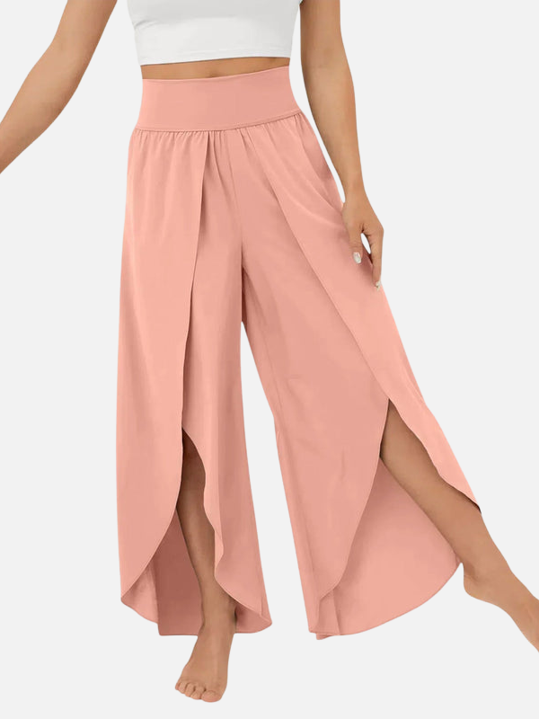 Luciana | Pantalón Palazzo de Tiro Alto con Abertura Mujer