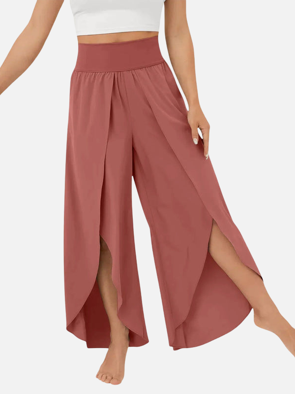 Luciana | Pantalón Palazzo de Tiro Alto con Abertura Mujer