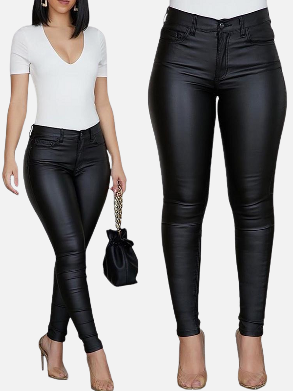 Isabella | Pantalón Tipo Cuero Skinny de Tiro Alto Mujer