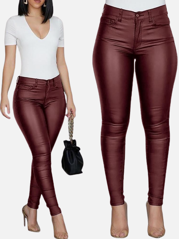 Isabella | Pantalón Tipo Cuero Skinny de Tiro Alto Mujer