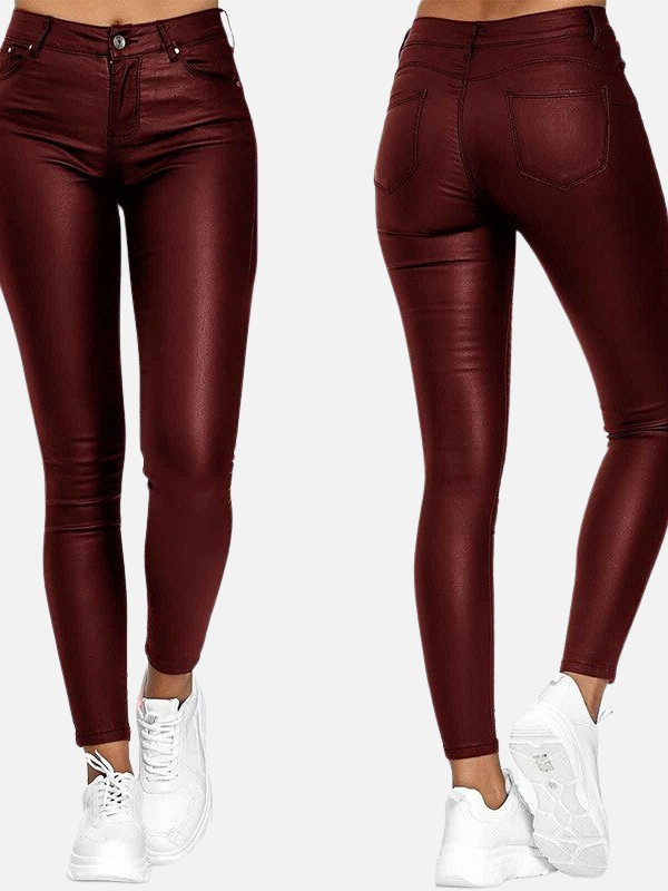 Isabella | Pantalón Tipo Cuero Skinny de Tiro Alto Mujer