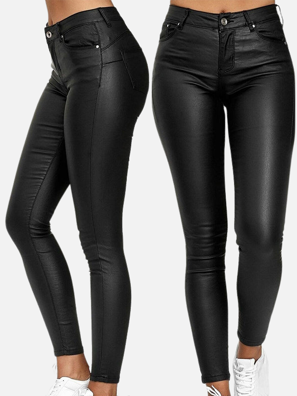 Isabella | Pantalón Tipo Cuero Skinny de Tiro Alto Mujer