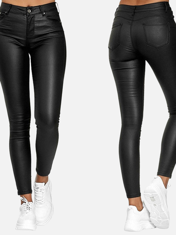 Isabella | Pantalón Tipo Cuero Skinny de Tiro Alto Mujer