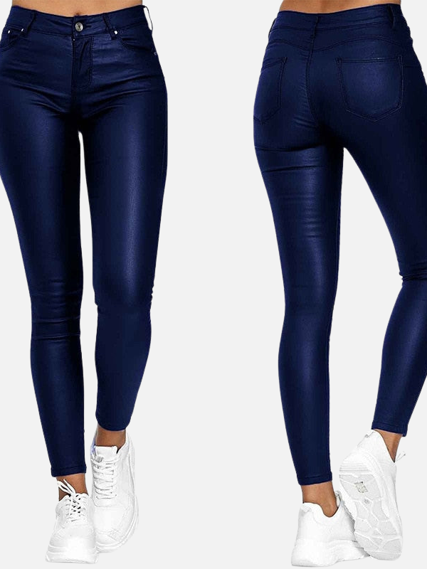 Isabella | Pantalón Tipo Cuero Skinny de Tiro Alto Mujer