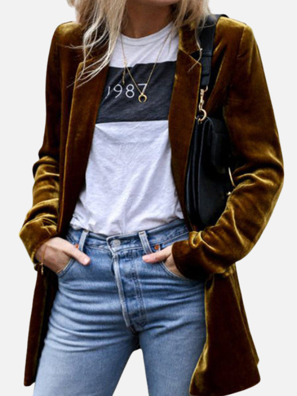 Victoria | Saco Largo de Terciopelo para Mujer