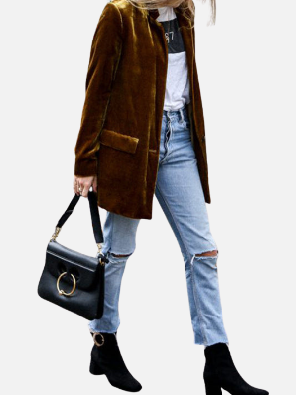 Victoria | Saco Largo de Terciopelo para Mujer