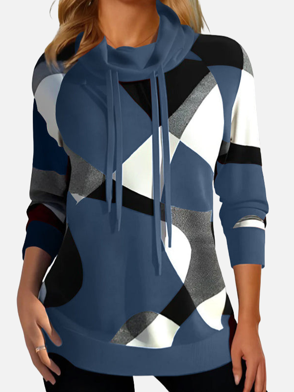 Lucía | Suéter Estampado Geométrico con Cuello Alto