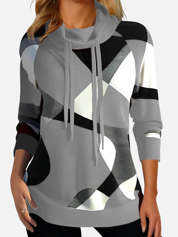 Lucía | Suéter Estampado Geométrico con Cuello Alto