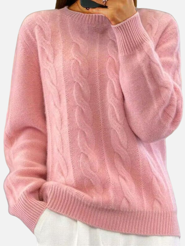 Isabella | Suéter Trenzado de Cuello Redondo Mujer