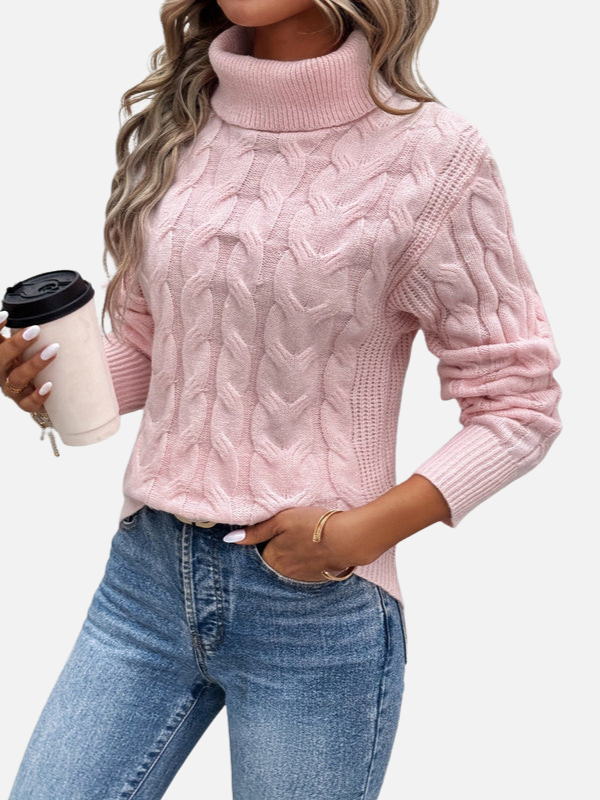Carmen | Suéter Trenzado de Cuello Tortuga Manga Larga