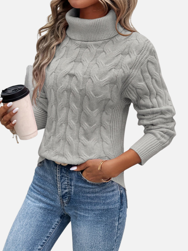 Carmen | Suéter Trenzado de Cuello Tortuga Manga Larga