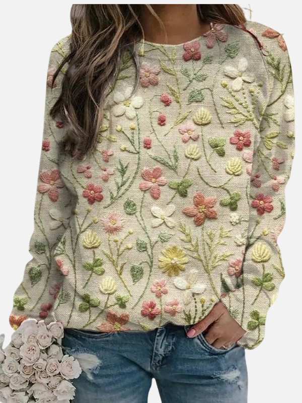 Ana | Suéter de Flores Silvestres Manga Larga Mujer