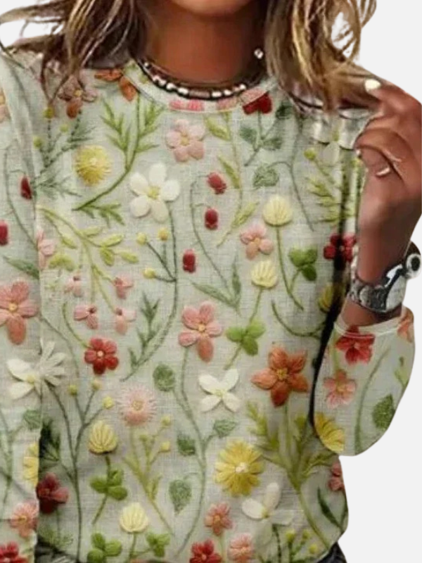 Ana | Suéter de Flores Silvestres Manga Larga Mujer