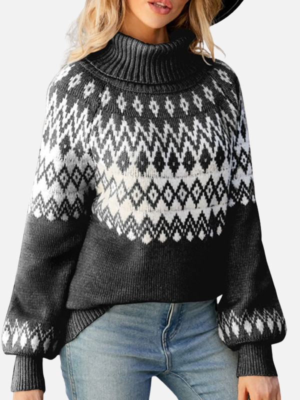 Silvia | Suéter de Rombos Oversize Manga Larga Mujer