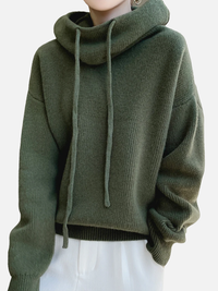 Luciana | Sudadera Tejida Corta con Capucha y Cordones