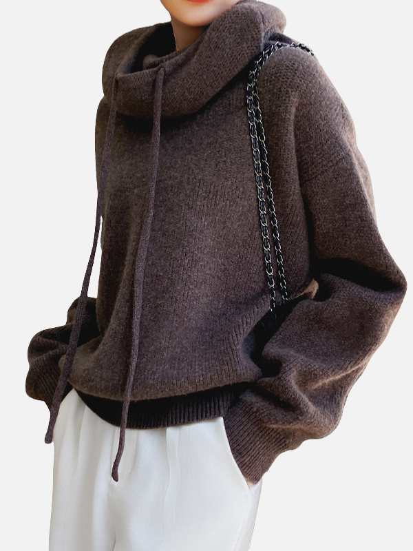 Luciana | Sudadera Tejida Corta con Capucha y Cordones