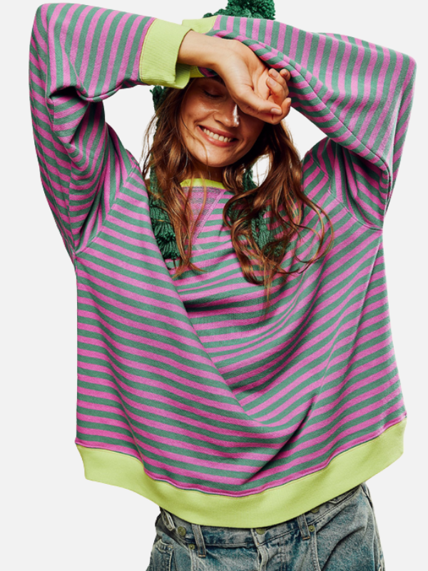 Valentina | Sudadera de Rayas Cuello Redondo Mujer