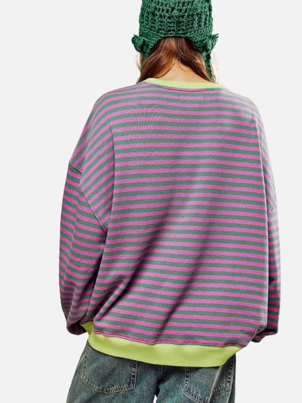 Valentina | Sudadera de Rayas Cuello Redondo Mujer