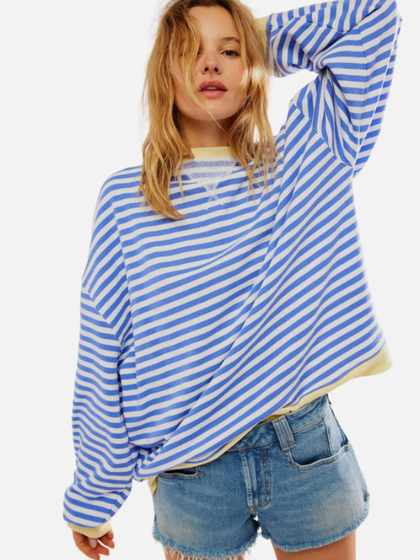 Valentina | Sudadera de Rayas Cuello Redondo Mujer