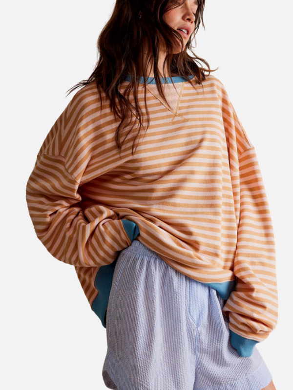 Valentina | Sudadera de Rayas Cuello Redondo Mujer