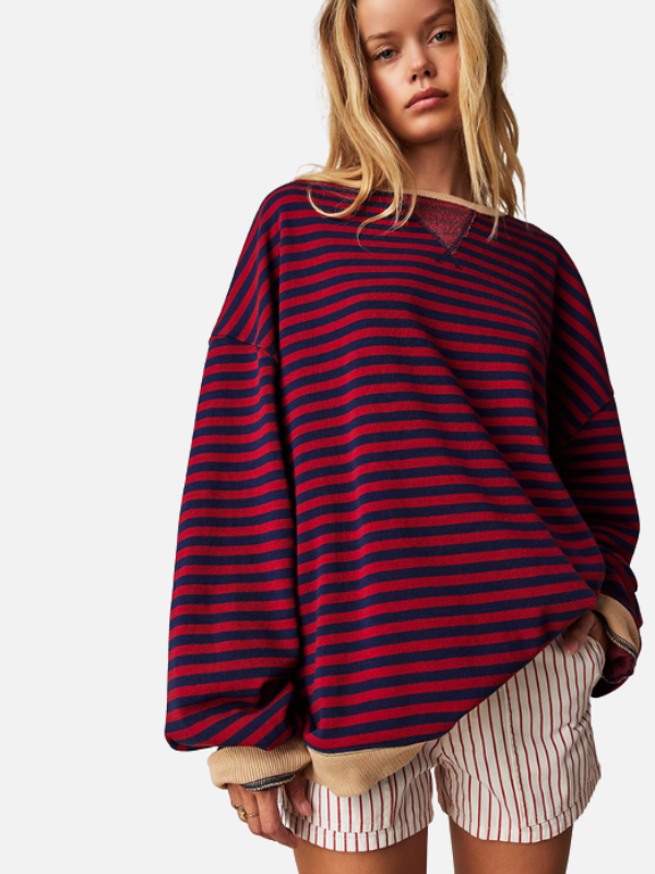 Valentina | Sudadera de Rayas Cuello Redondo Mujer